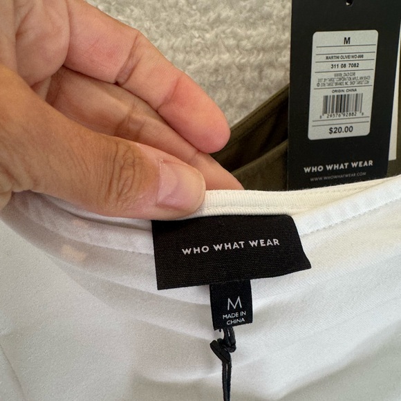 Who What Wear One Shoulder Dresses in White and Olive pair cotton blend - Picture 7 of 10